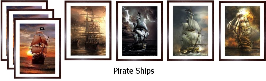 Pirate Ship Art Framed Prints